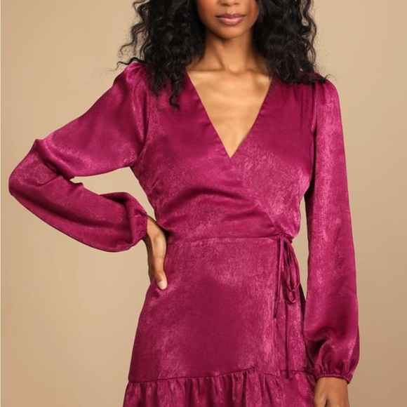 Lulus Satin Warp dress Purple Magneta Size XL - Picture 5 of 13